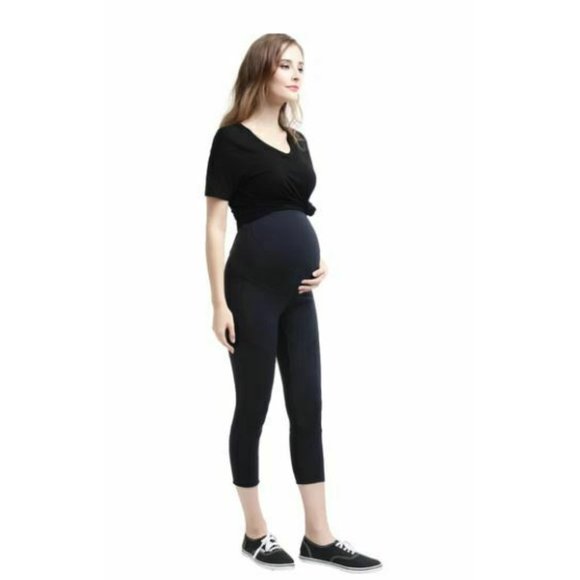 Kimi + Kai Maternity "Elle" High Performance Cropped Leggings Black XLarge $78 - Picture 2 of 5